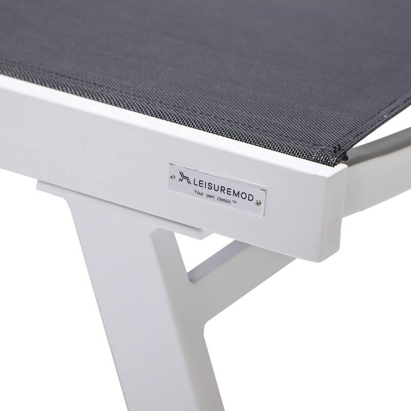 Marlin Adjustable Aluminum Patio Lounge Chair with UV-Protected Breathable Mesh Sling and Armrests, Fully Reclining