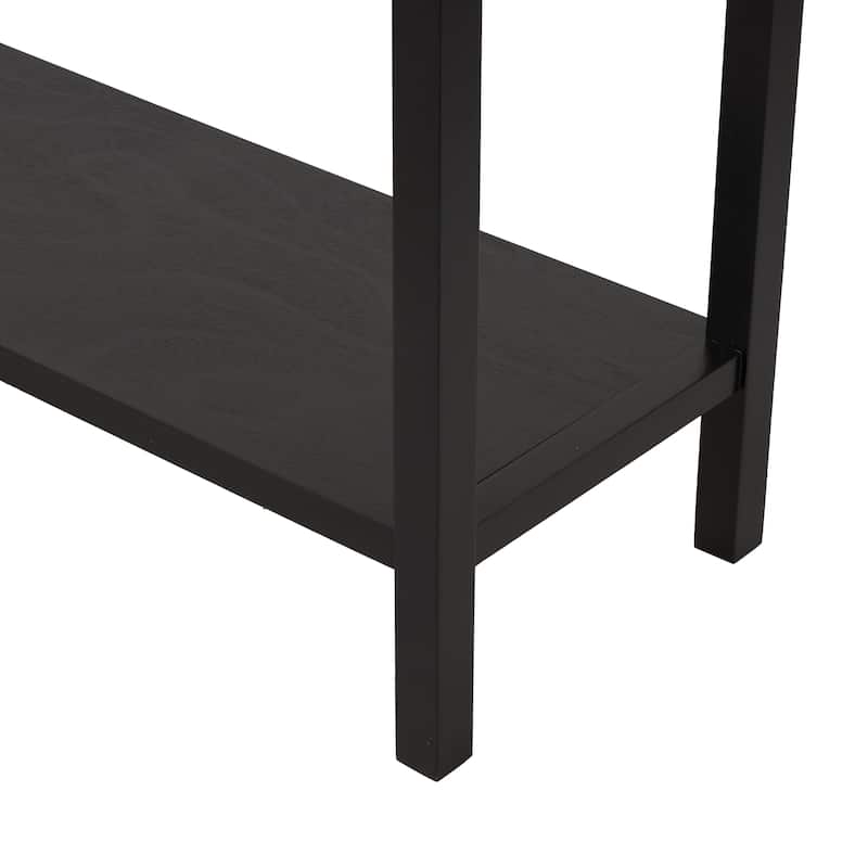 Wooden Handmade 3 Drawers Living Room Console Table with Gold Handles - Black - Roche River Decor