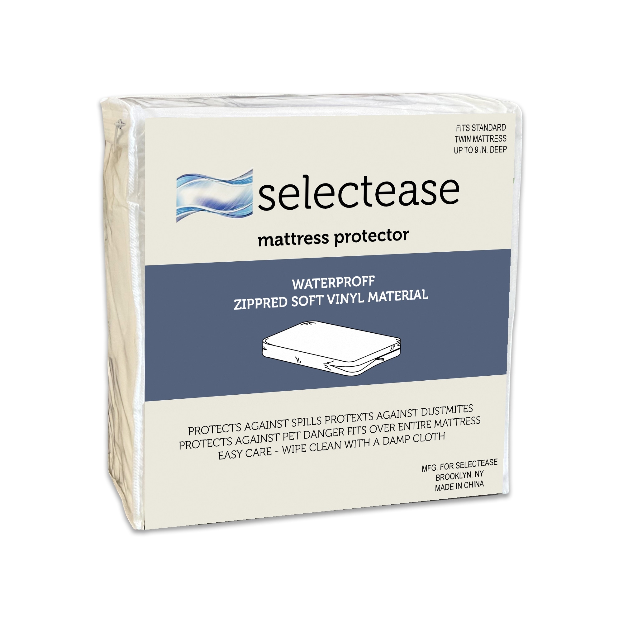 Onetan, Mattress Protector, Ultra Soft-Premium Breathable and Noiseless Cover, Zippered, Fits Mattress 6” to 9” Twin, White.