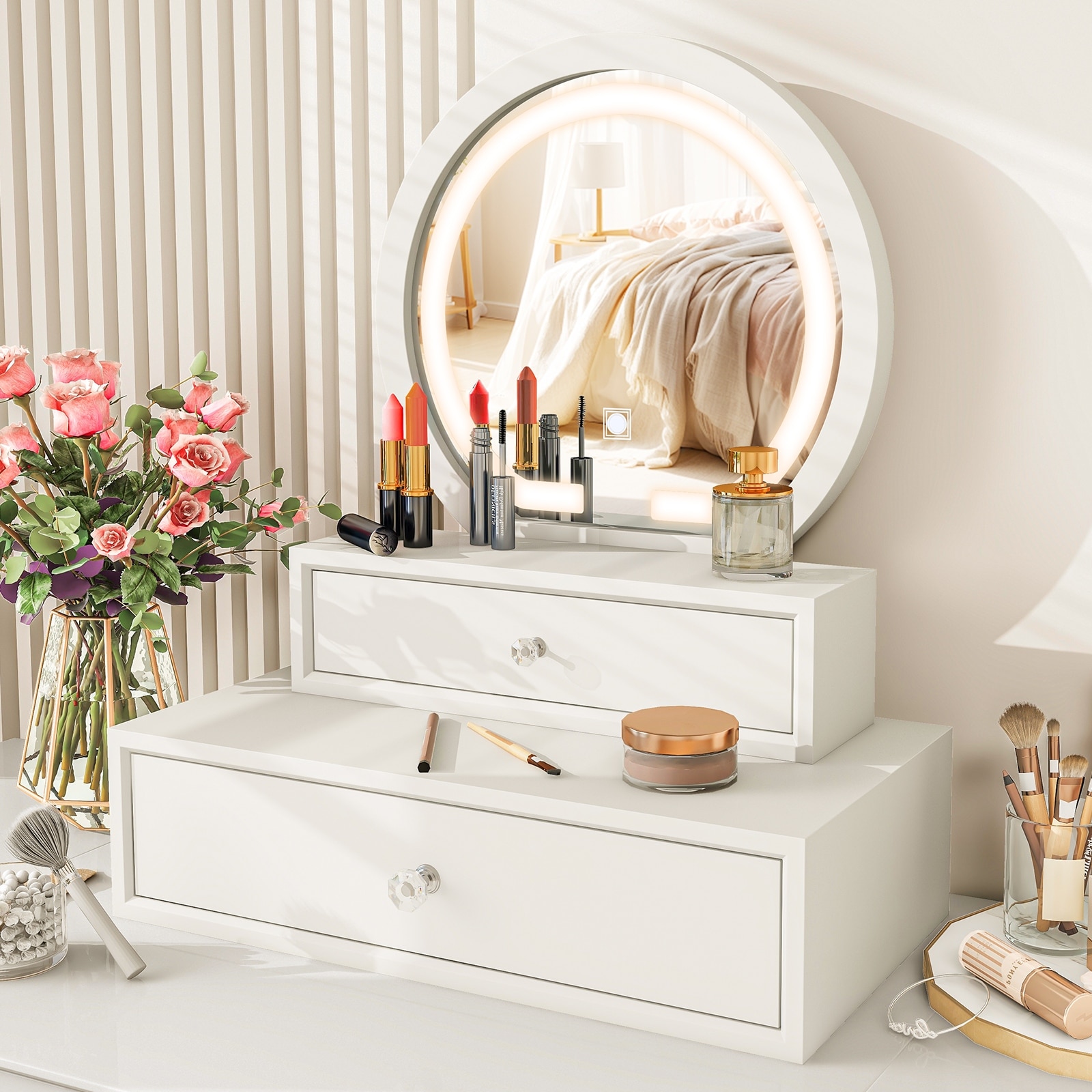 Tabletop lighted vanity mirror online