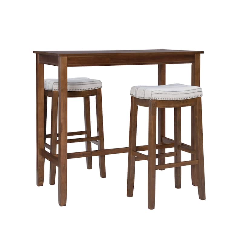 3-Piece Bar Table and Stool Set- 47.25" - Beige and Brown