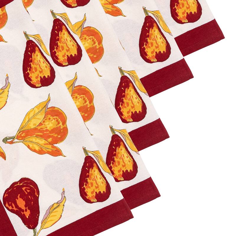Couleur Nature Orchard Pear Napkins - Burgundy - 19" x 19" - Set of 6 - 19 x 19