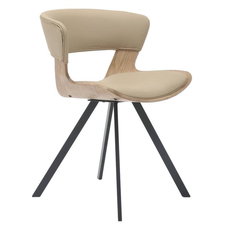 Dining Chair Upholstered in Leather or Velvet in Black Iron with Curved Open-Back Design Side Chair