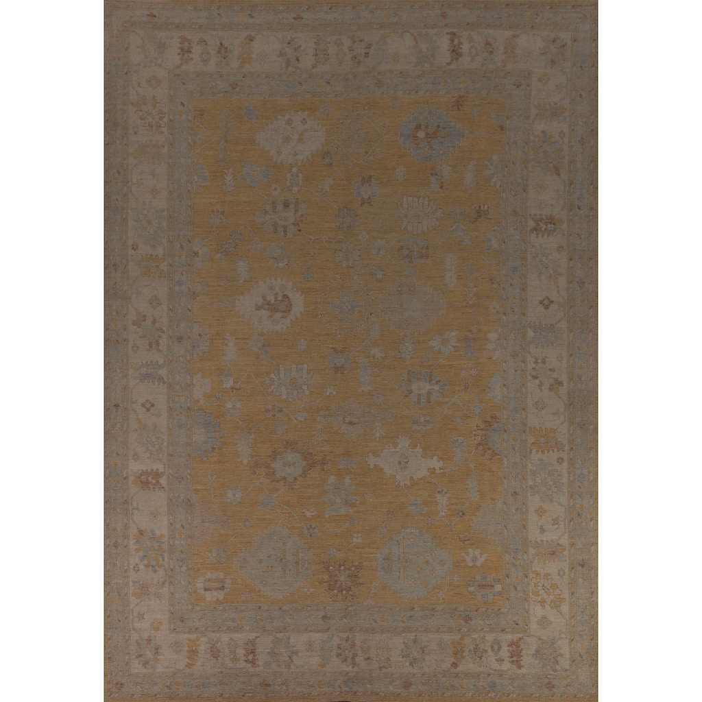 Vegetable Dye Oushak Turkish Large Rug Handmade Oriental Wool Carpet - 10'5"x 13'10"