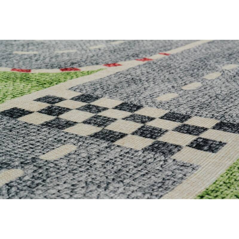 Dynamic Rugs Kidz Green/Multi Polyester Children's Area Rug