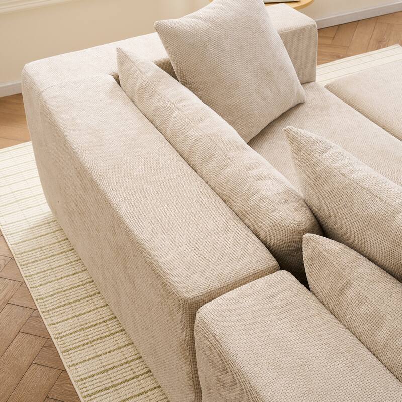 Modular Cross-Section With L-Shaped Lounge Chair, Cloud Sofa,Soft Cushion Sofa - No Installation Required