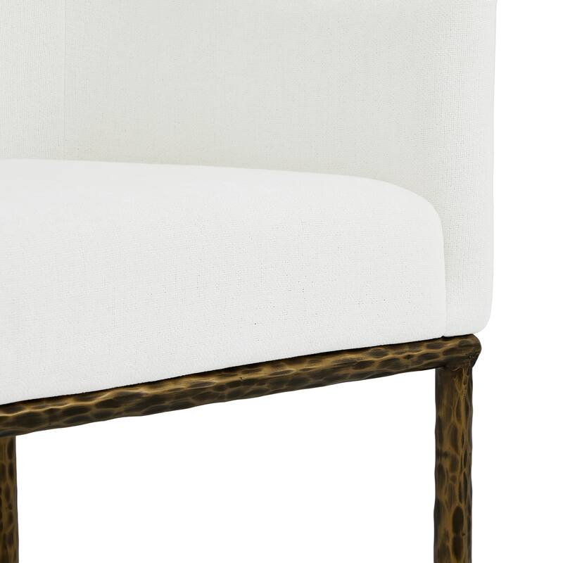 Christopher Knight Home - Ameson Artisan Upholstered Dining Chairs Set with Amrest, Hammered Metal Legs & Padded Seat