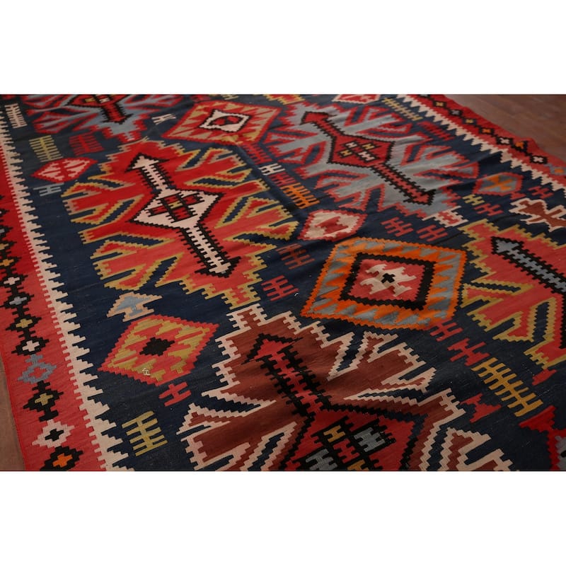 Vegetable Dye Shirvan Antique Area Rug Hand-Woven Wool Carpet - 5'6" x 11'5"