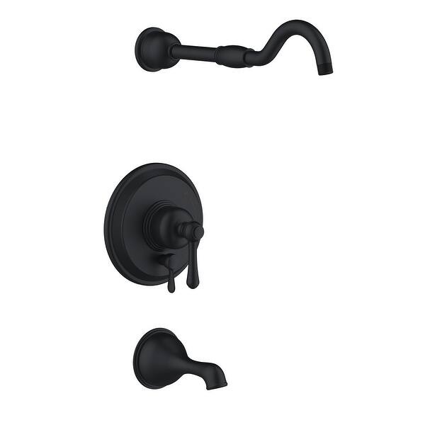 slide 1 of 3, Opulence 1H Tub & Shower Trim Kit & Treysta Cartridge w/ Diverter On Valve Less Showerhead Satin Black