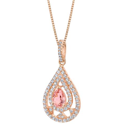 Oravo Simulated Morganite Rose-Tone Sterling Silver Divine Pendant Necklace - Pink