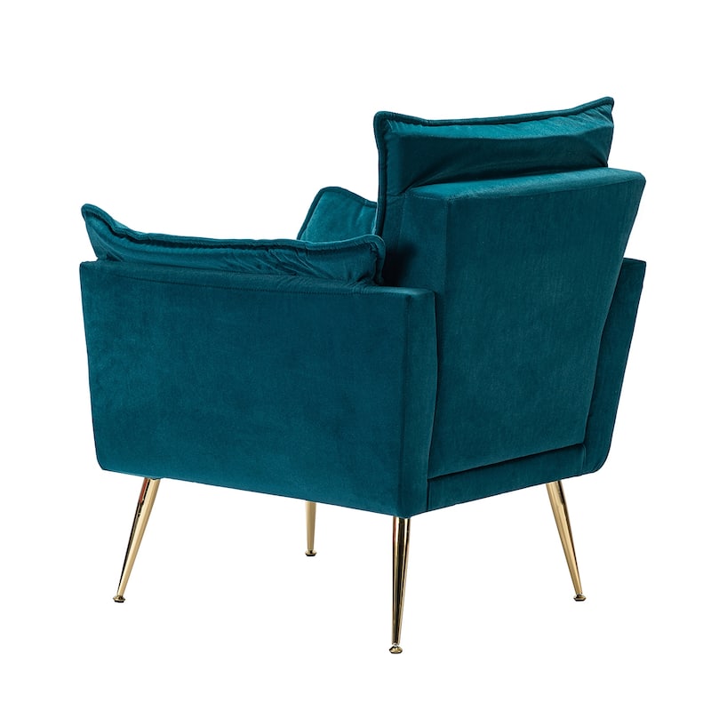 1ida Modern Velvet Tufted Padded Cushion Armchair with Golden Metal Legs by HULALA HOME