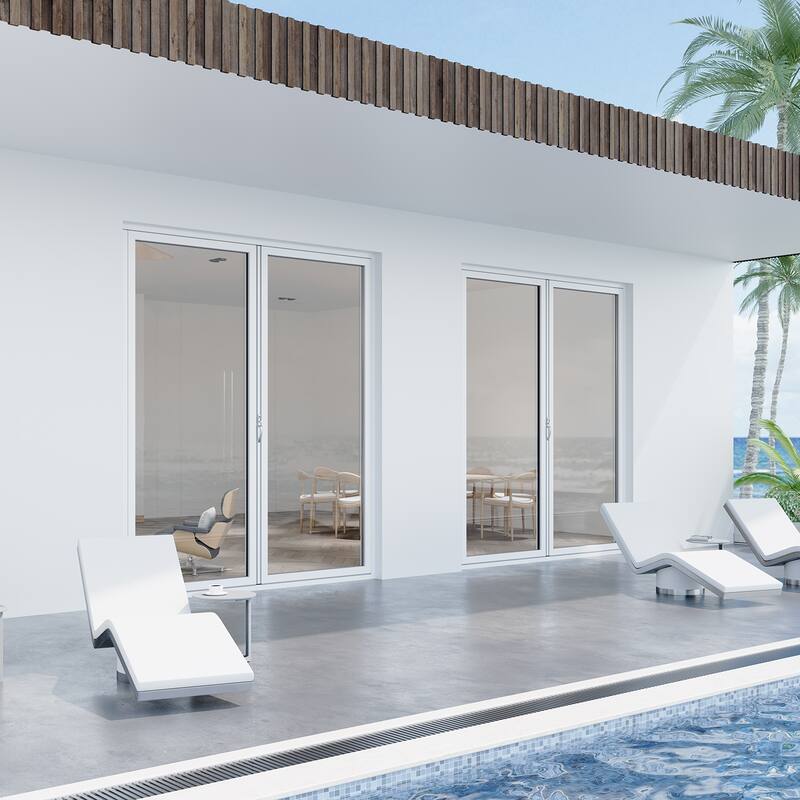 KaMic Elite-Fold 72" x 80" 2-Panel Aluminum Folding Door in White with Hidden Hinges & Rollers, Folded Out From Left To Right