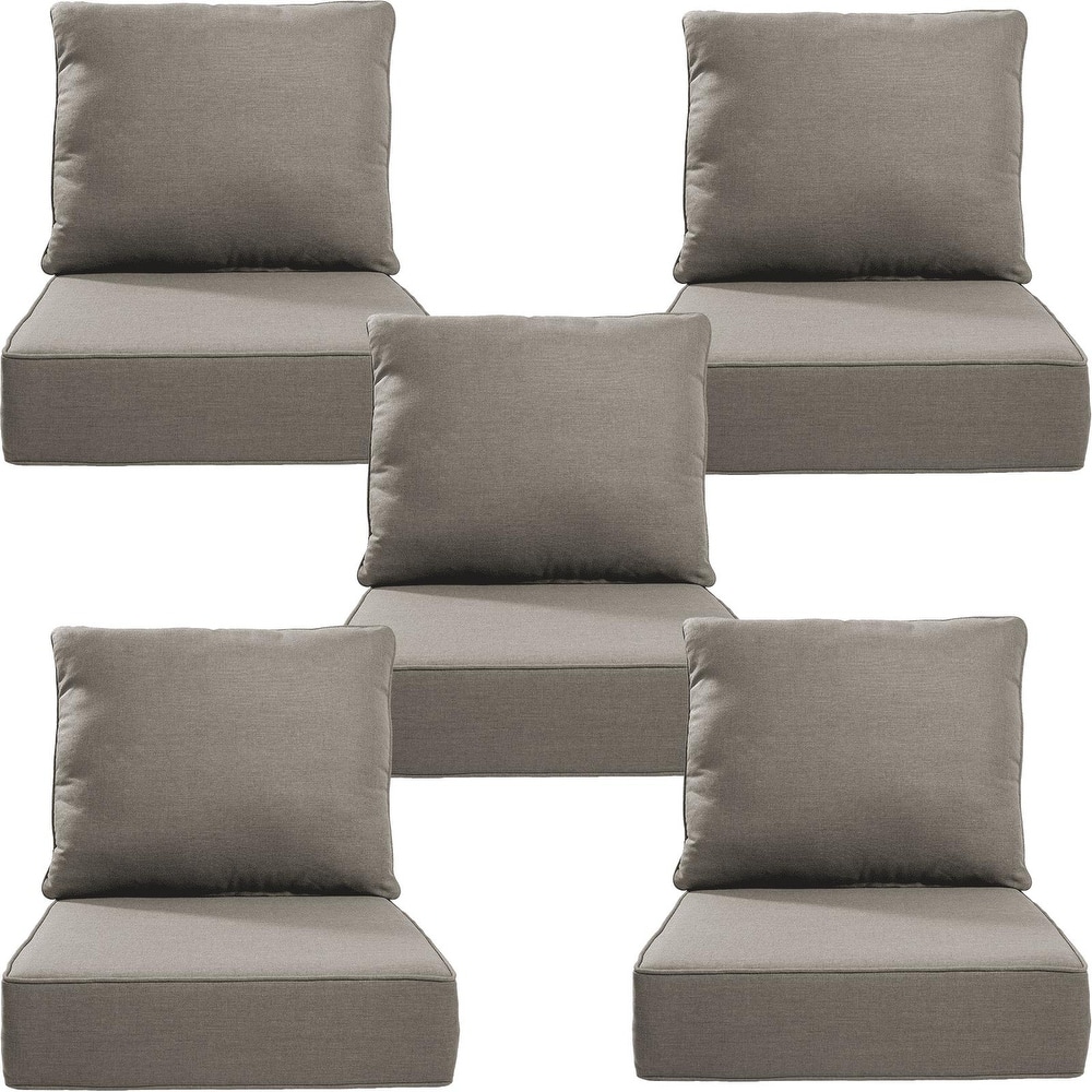 Gymojoy 24"x24"x6" Thick Cushions & Pillows Set - Deep Seat Indoor/Outdoor Water & Fade Resistant