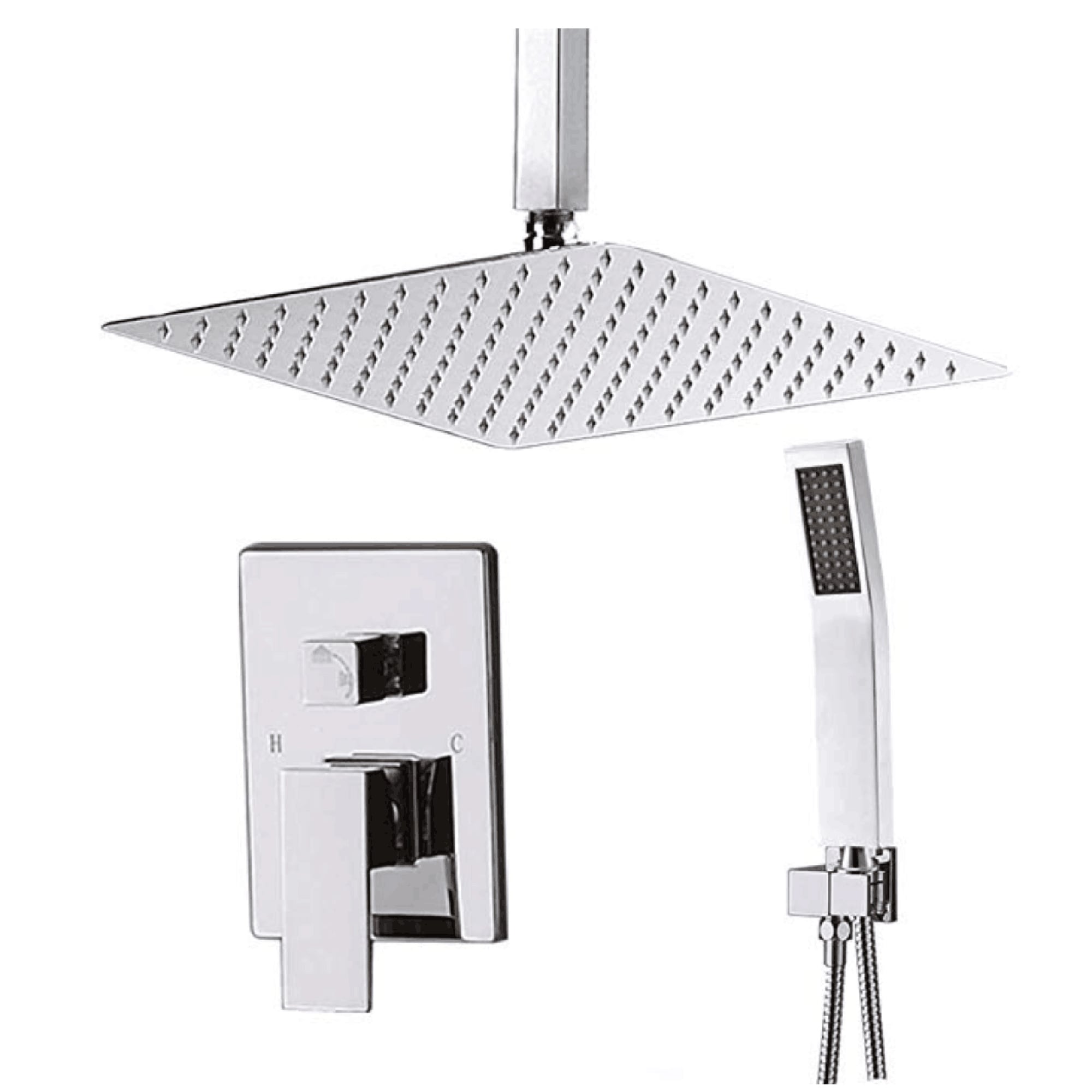 Modern Rain Shower Faucet System with 10-inch Fixed Spray