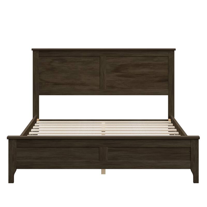 Modern Solid Wood Full Size Platform Bed w/Sturdy Wooden Slats Support