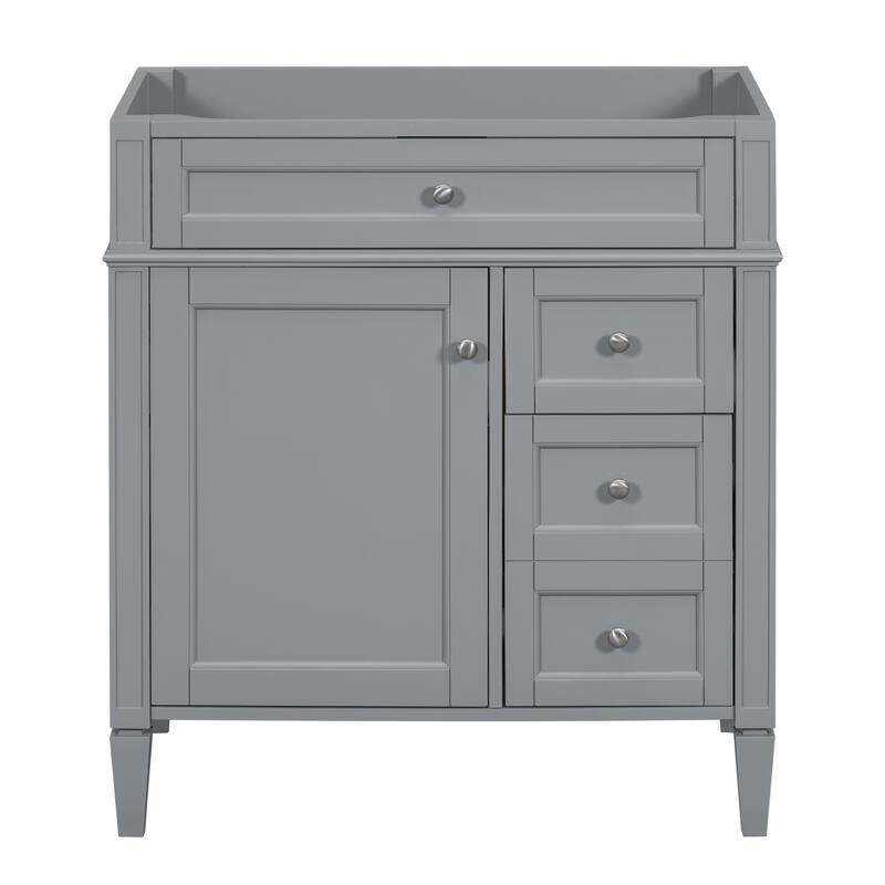 Roomfitters 30" Vanity Base Only, Modern Bathroom Cabinet with 2 Drawers and Tip-out Tray, Basin Not Included