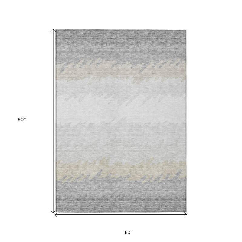 HomeRoots Striped Transitional Rectangle Outdoor Rug