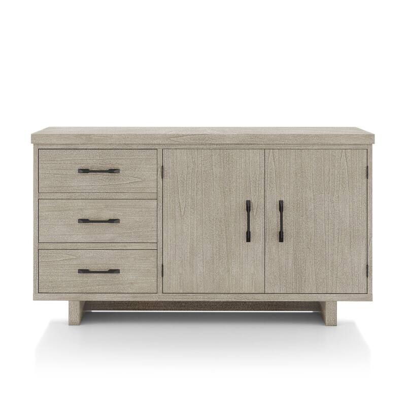 Furniture of America Yetaria Modern Farmhouse Natural Wood 3-Drawer Server with Doors