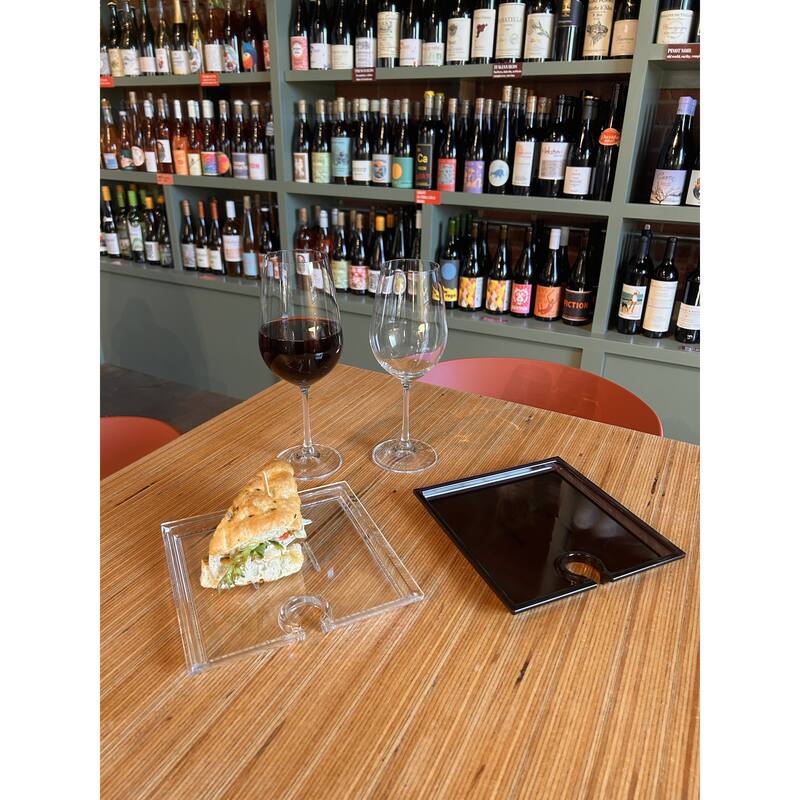 Vino Square Smoke Wine and Cheese Plate 7.5" Set / 6