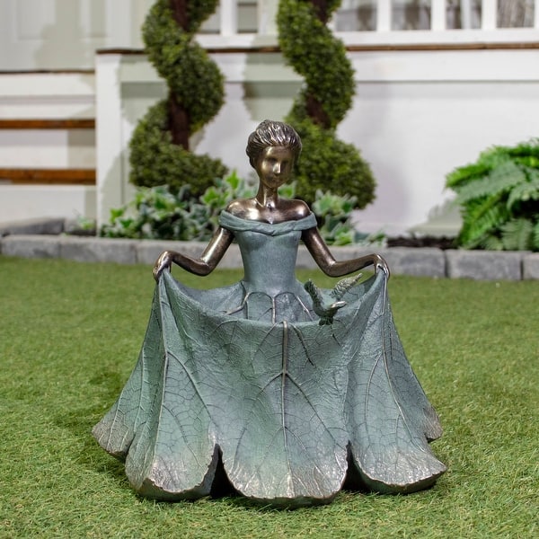 Hi-Line Leaf Dress Lady Bird Feeder - Green