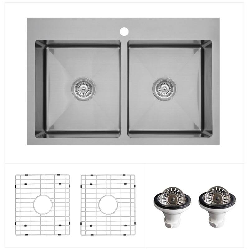 Karran USA EL-35-PK1 Elite 33" Drop In Double Basin Stainless Steel - Stainless Steel