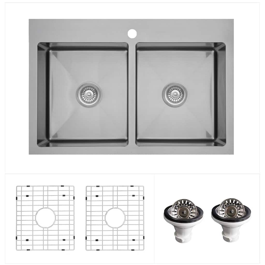Karran USA EL-35-PK1 Elite 33" Drop In Double Basin Stainless Steel
