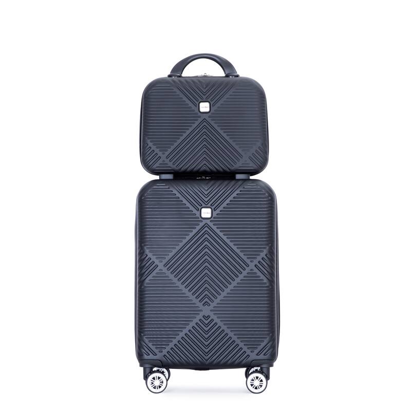 20/14" Spinner Wheels Luggage Sets 2 Piece Lightweight Suitcase Sets, Carry On Trunks Sets - Black