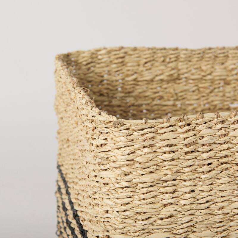 Cullen Grey Seagrass Twisted Square Baskets (Set of 3)