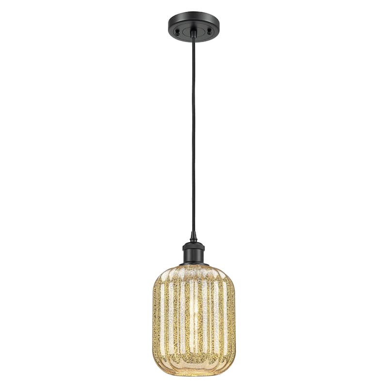Innovations Lighting Endless Possibilities Ballston - Preston - 1 Light 7" Jar Shade Cord Hung Mini Pendant - Mercury/Matte Black