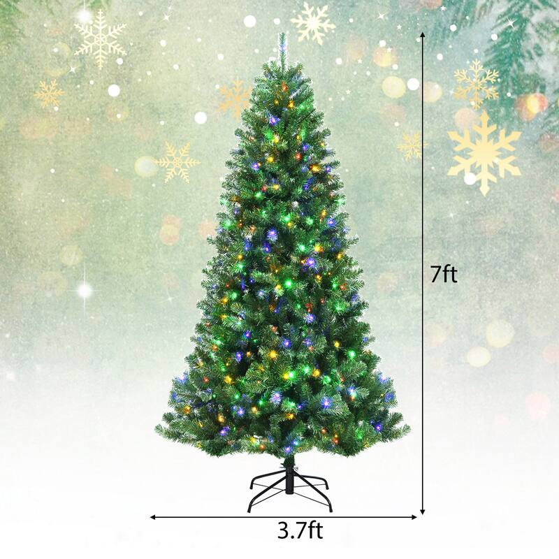 Gymax 6/7/8 FT Pre-lit Artificial Christmas Tree Hinged Xmas Tree w/ 9 - See Details