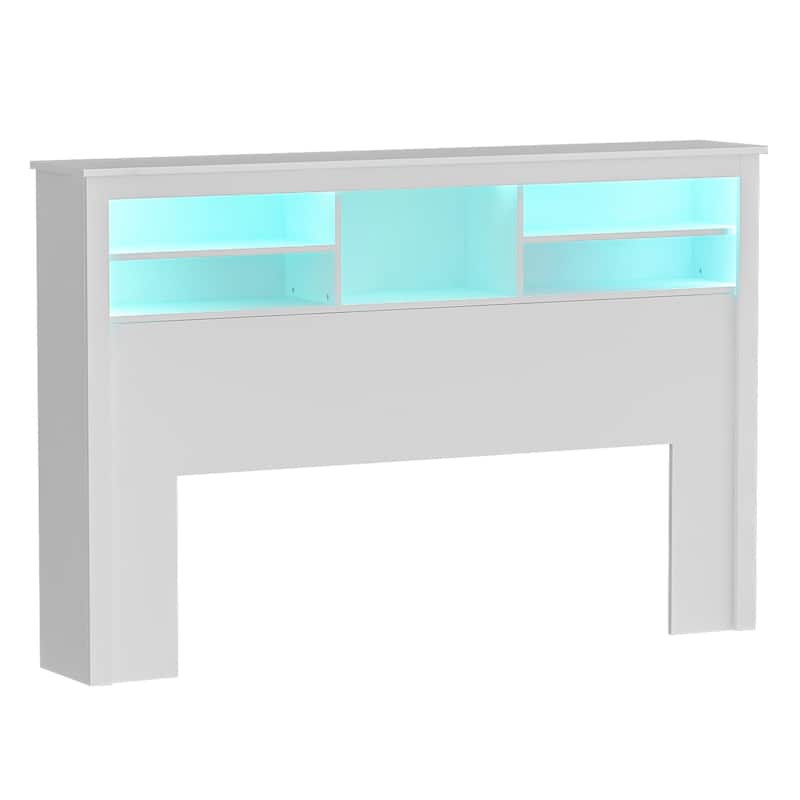Queen Size Bookcase Headboard With A Hole For Passing Cords & Lights