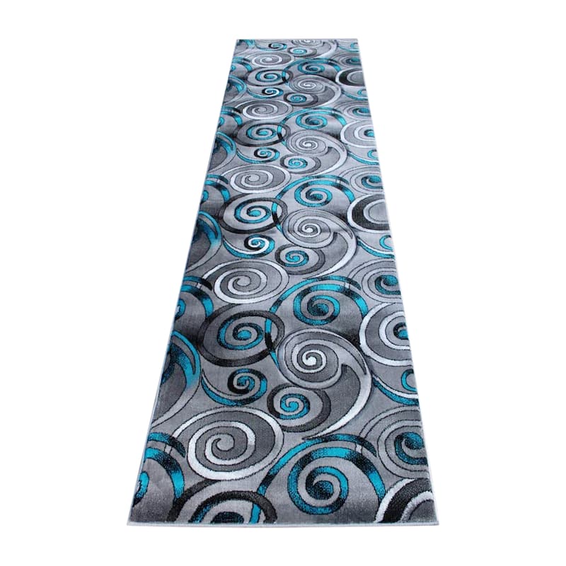 Modern Spiral Patterned Olefin Indoor Area Rug