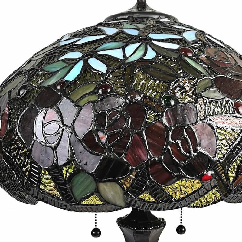 HomeRoots 24" Dark Brown Metal Two Light Candlestick Table Lamp With Red Dome Shade - 21' X '24' X '12