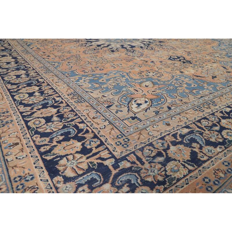 Light Orange Mashad Persian Area Rug Handmade Wool Carpet - 9'9"x 12'3"