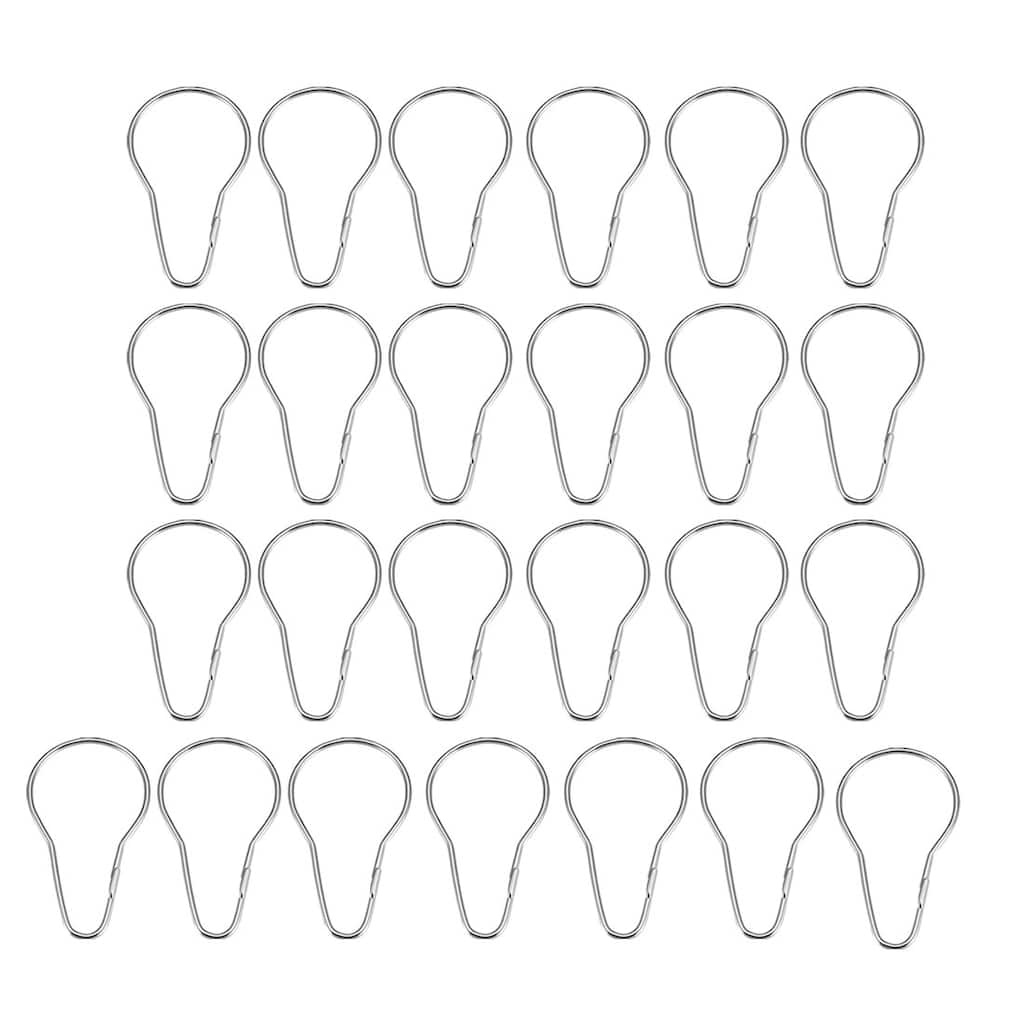 Shower Curtain Ring Hooks Metal for Bathroom Shower Rods Curtains Liners 25pcs - Silver Tone