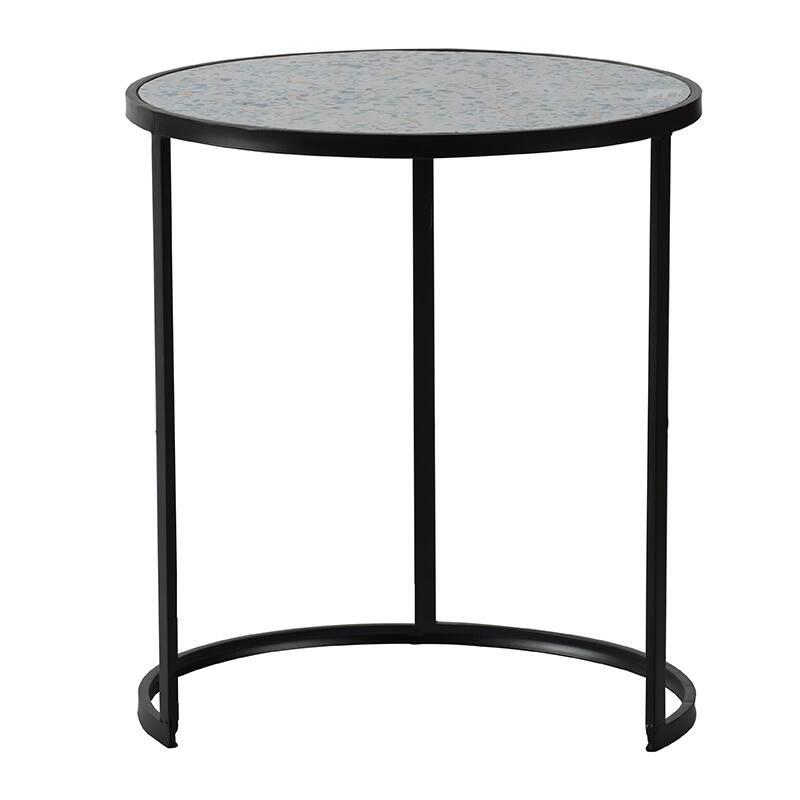 Nesting Coffee Table Set of 2 Round Coffee Table Side Table, Black