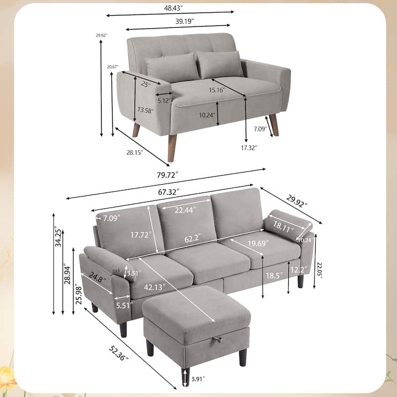 3 Piece Living Room Sets
