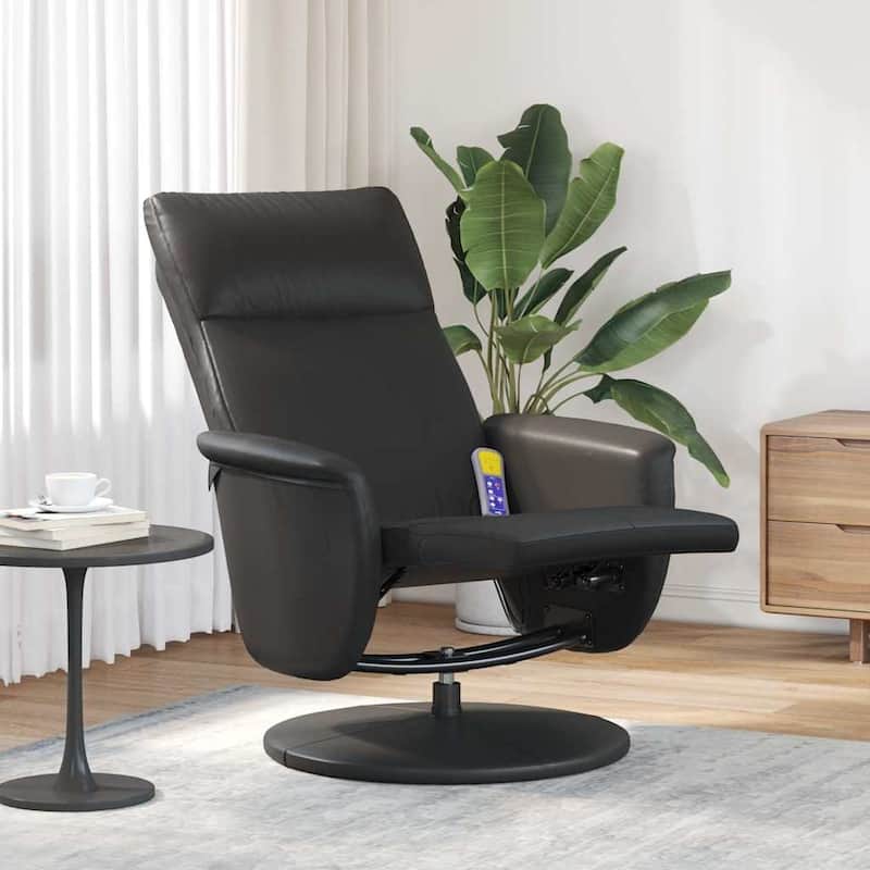 vidaXL Massage Recliner Chair Black Faux leather, plywood, metal Single