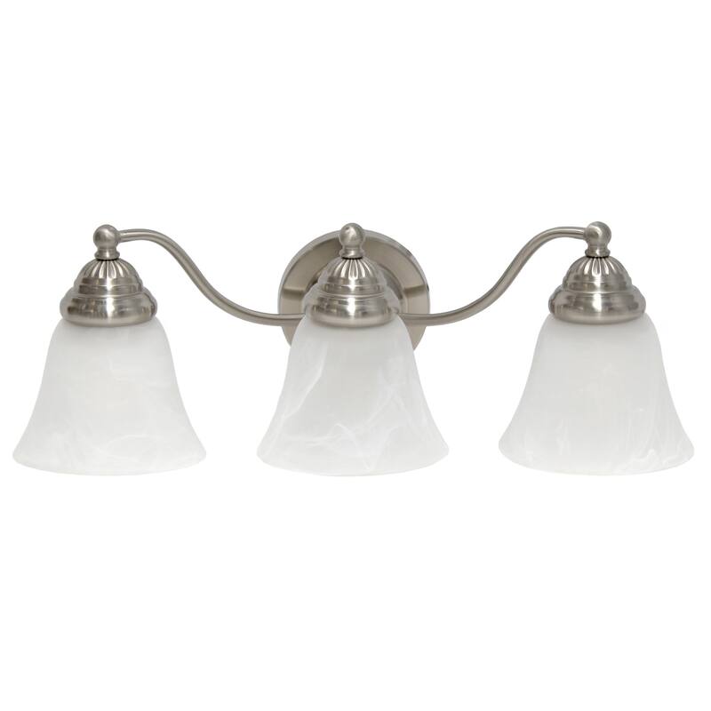 3-Light Vanity Light - Wall Sconce - Metal & Glass Shades - Bathroom, Hallway, Entryway Lighting - 7.5