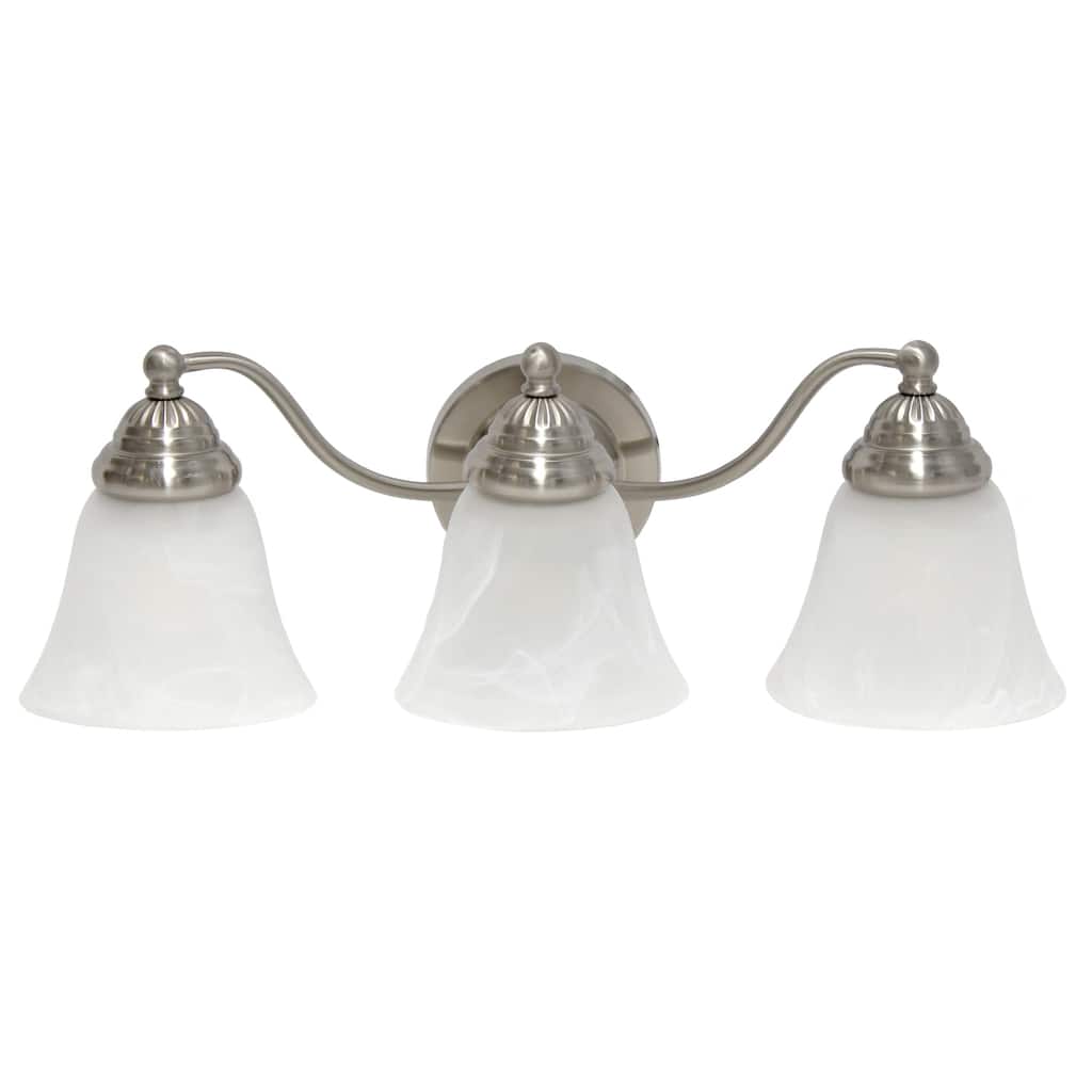 3-Light Vanity Light - Wall Sconce - Metal & Glass Shades - Bathroom, Hallway, Entryway Lighting - 7.5