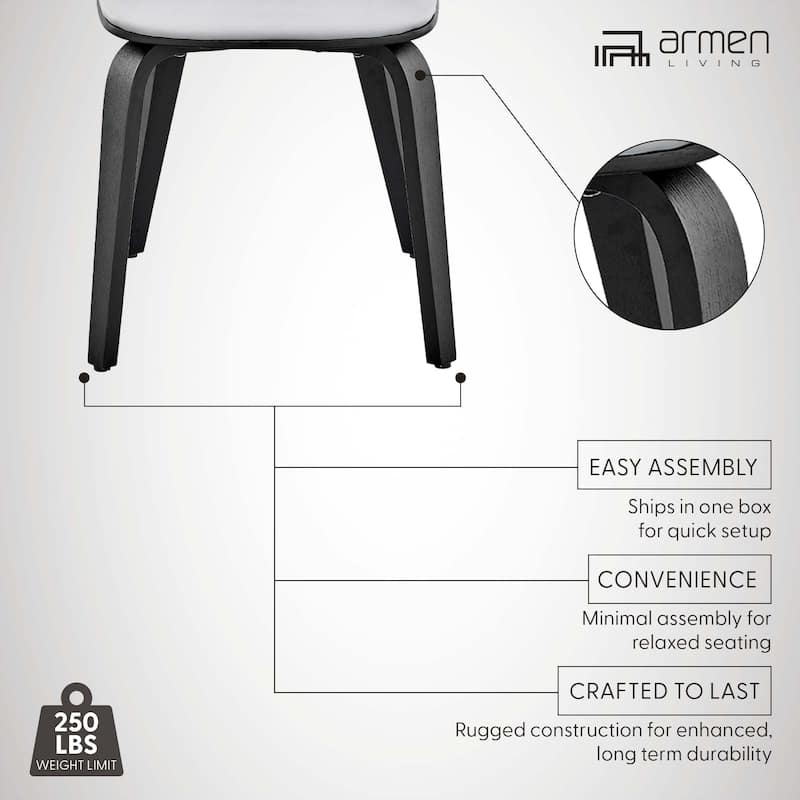 Brinley Walnut or Black Wood Upholstered Dining Chair