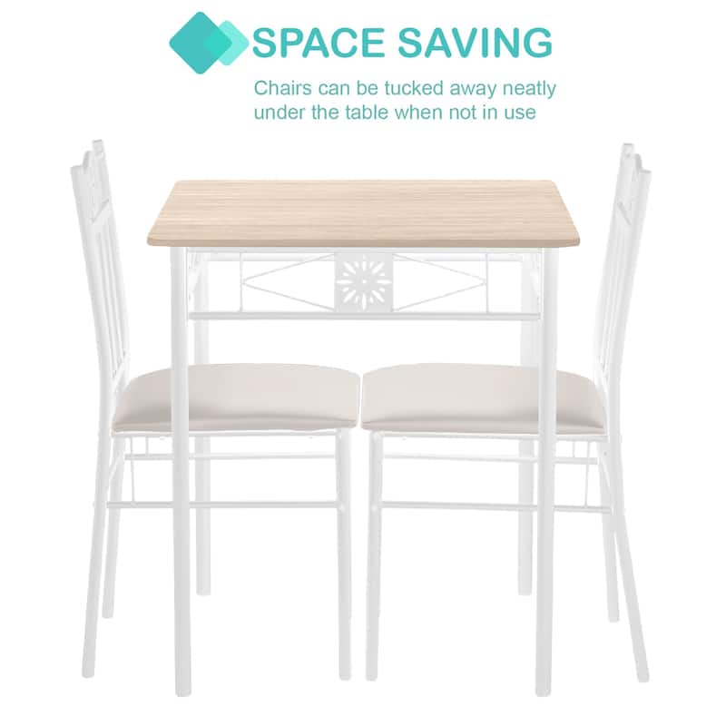 VECELO 3/5-piece Modern Dining Table and Chairs Set with PU Leather Seats Space Saving Dining Set