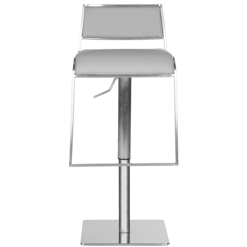 SAFAVIEH Ffion 28.7-38.6-inch Grey Leather Adjustable Swivel Bar Stool - 17.5" x 16.9" x 29.1" - 18Wx17Dx29H