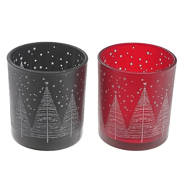 Frosted Glass Tealight Holders (Trees) (Asstd) Set of 2 Bed Bath