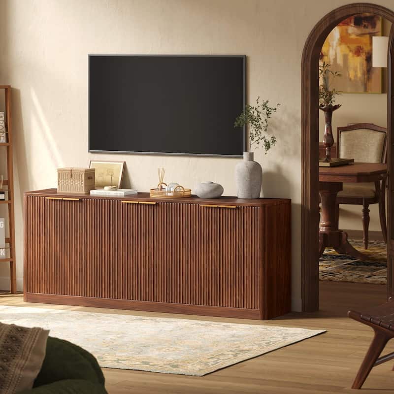 67" Fluted Buffet Cabinet Sideboard with Storage, Large Credenza with 6 Doors