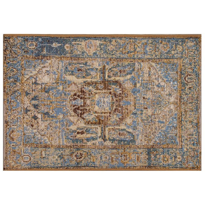 Liora Manne Esencia Heriz Indoor/Outdoor Mat - 1'11" x 4'11" - Antique Blue
