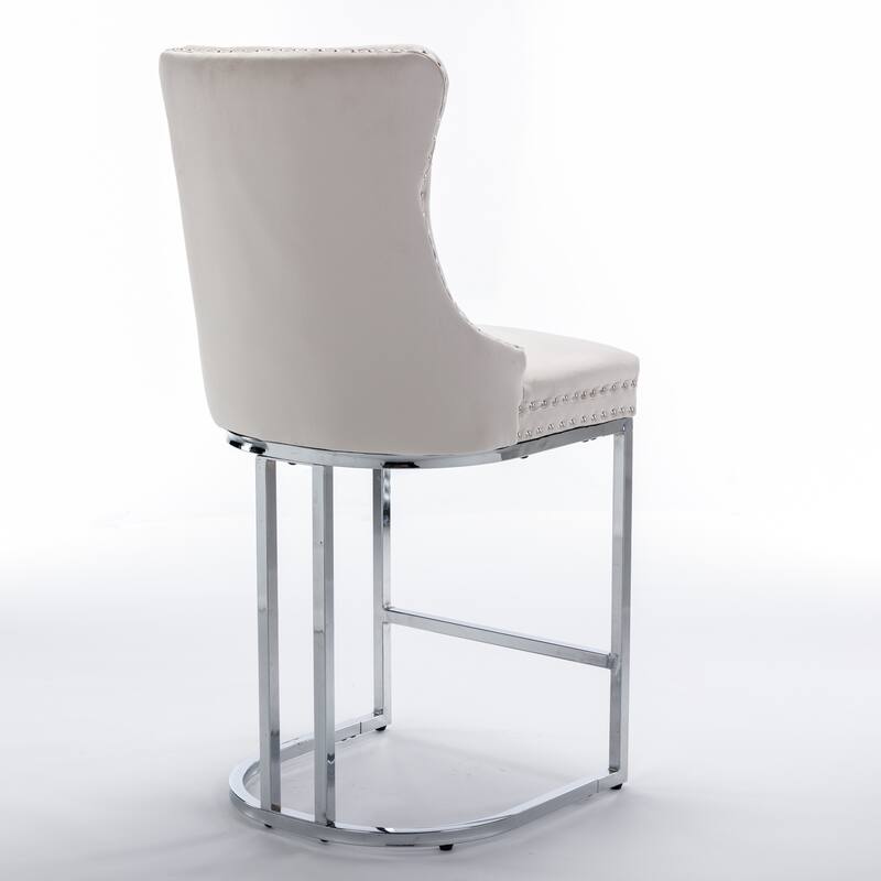 Modern Velvet Barstools 26" Counter Height Kitchen Island Chairs,Set of 2