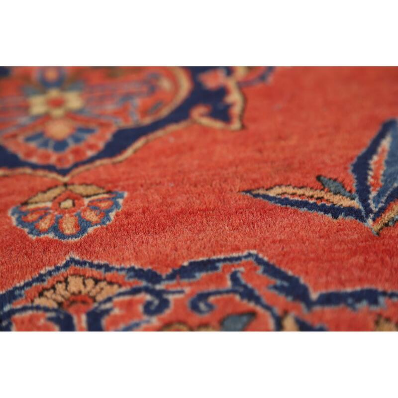 Hand Knotted Oriental 100% Wool Carpet Traditional All-Over Oranges & Rust Kashan Area Rug - 13' 11'' X 10' 0''