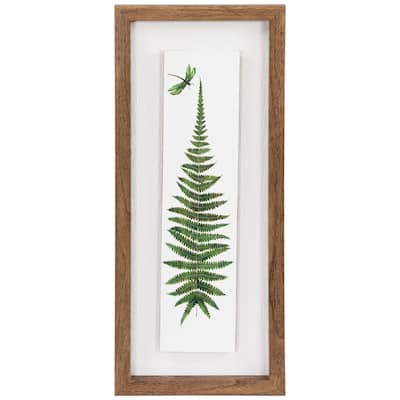 Fern Leaf with Dragonfly Framed Wall Art - 15.75"