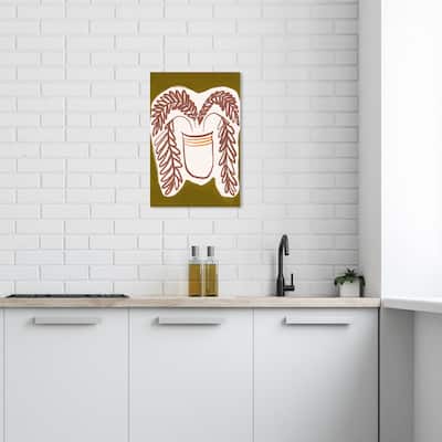 Wynwood Studio Canvas Floral and Botanical Palm Olive Oil Brown and Cream White Modern & Contemporary Wall Art Canvas Print
